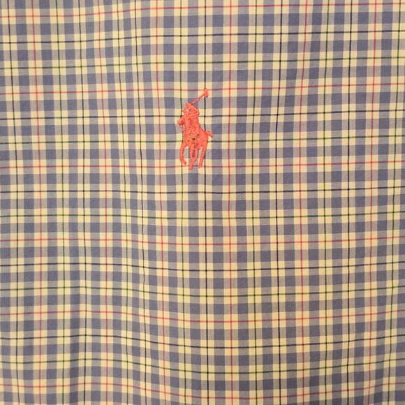 Ralph Lauren Button Down Shirt Mens Large Blue Plaid Long Sleeve Classic Preppy - Picture 10 of 14